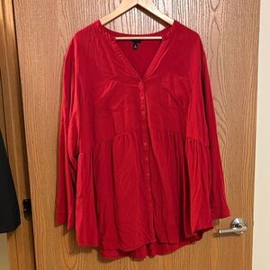 Solid red long sleeve top